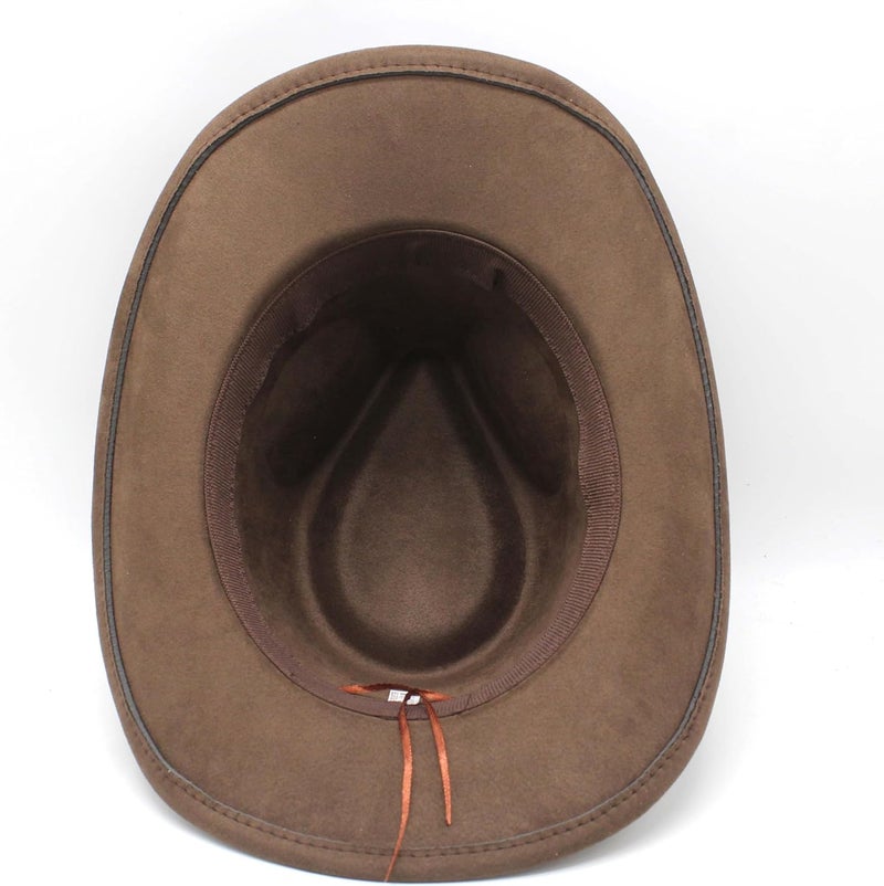 CCAKXCJJ Unisex Western Suede Cowboy Cowgirl Hat Classic Wide Brim Fedora Hat for Men &Women - Image 5